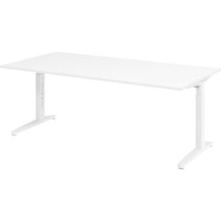 Schreibtisch Office Weiss Holz 200 cm Höhenverstellbar (manuell) - Material: Holzwerkstoff - Schreibtisch