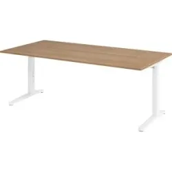 Schreibtisch Office Braun Holz 200 cm Höhenverstellbar (manuell) - Farbe: Nussbaum - Material: Holzwerkstoff - Schreibtisch