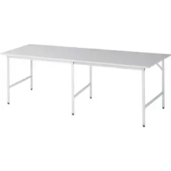 Arbeitstisch, höhenverstellbar, Gestell 30 x 30 mm, melaminharzbeschichtete Platte, BxT 2500 x 1000 mm, lichtgrau RAU