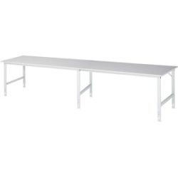 Arbeitstisch, höhenverstellbar, Gestell 60 x 30 mm, melaminharzbeschichte Platte, BxT 4000 x 1000 mm, lichtgrau RAU
