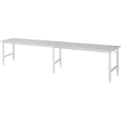 Arbeitstisch, höhenverstellbar, Gestell 60 x 30 mm, melaminharzbeschichte Platte, BxT 4000 x 800 mm, lichtgrau RAU
