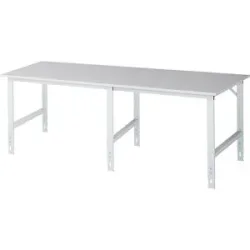 Arbeitstisch, höhenverstellbar, Gestell 60 x 30 mm, melaminharzbeschichte Platte, BxT 2500 x 1000 mm, lichtgrau RAU