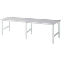 Arbeitstisch, höhenverstellbar, Gestell 60 x 30 mm, melaminharzbeschichte Platte, BxT 3000 x 1000 mm, lichtgrau RAU