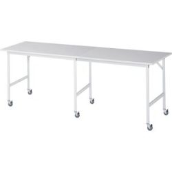 kaiserkraft Arbeitstisch, fahrbar, Melaminplatte, Stärke 22 mm, 30 x 30 mm, BxTxH 2500 x 800 x 900 mm