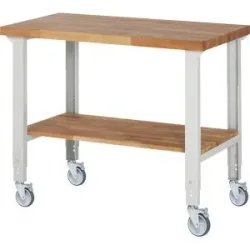 Fahrbare Werkbank Serie 7000, 4 Lenkrollen, Ablageboden, Platten-BxT 1250 x 700 mm eurokraft pro