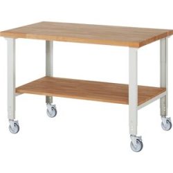 Fahrbare Werkbank Serie 7000, 4 Lenkrollen, Ablageboden, Platten-BxT 1500 x 900 mm eurokraft pro