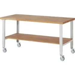 Fahrbare Werkbank Serie 7000, 4 Lenkrollen, Ablageboden, Platten-BxT 2000 x 900 mm eurokraft pro