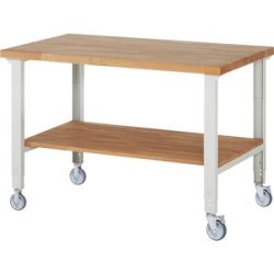 Fahrbare Werkbank Serie 7000, 2 Bock-/2 Lenkrollen, Ablageboden, Platten-BxT 1500 x 900 mm eurokraft pro
