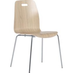 kaiserkraft Schalenstuhl Alina, stapelbar, VE 4 Stk, Eiche/Chrom