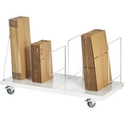 Kartonagenmagazin, fahrbar, lichtgrau RAL 7035, 1165 x 650 mm, 6 Steckbügel (3 x 300 mm, 3 x 500 mm) RAU
