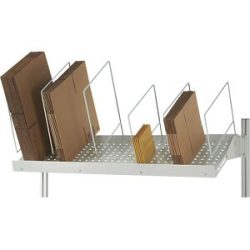 Kartonagenmagazin, lichtgrau RAL 7035, BxT 1500 x 450 mm, 7 Steckbügel (3 x 300 mm, 4 x 500 mm) RAU