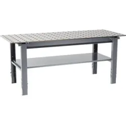 kaiserkraft Schweißtisch, höhenverstellbar, Stahl, BxT 2000 x 800 mm, grau