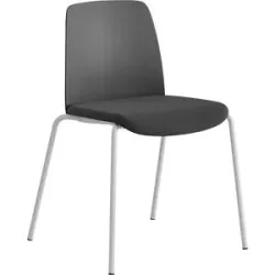 kaiserkraft Stuhl Helmer, Sitz gepolstert, Lehne Kunststoff, VE 4 Stk, Sitz dunkelgrau/schwarz, Gestell weiß