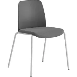 kaiserkraft Stuhl Helmer, Sitz gepolstert, Lehne Kunststoff, VE 4 Stk, Sitz dunkelgrau, Gestell weiß