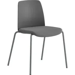 kaiserkraft Stuhl Helmer, Sitz gepolstert, Lehne Kunststoff, VE 4 Stk, Sitz dunkelgrau, Gestell silber