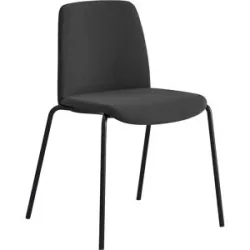kaiserkraft Stuhl Helmer, Sitz/Lehne gepolstert, VE 4 Stk, Sitz schwarz, Gestell schwarz