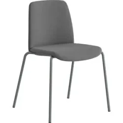 kaiserkraft Stuhl Helmer, Sitz/Lehne gepolstert, VE 4 Stk, Sitz dunkelgrau, Gestell silber