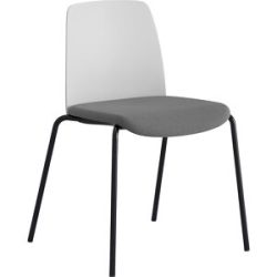 kaiserkraft Stuhl Helmer, Sitz gepolstert, Lehne Kunststoff, VE 4 Stk, Sitz weiß/dunkelgrau, Gestell schwarz