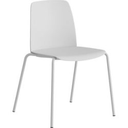 kaiserkraft Stuhl Helmer, Sitz/Lehne aus Kunststoff, VE 4 Stk, Sitz weiß, Gestell weiß