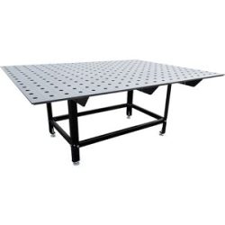 kaiserkraft Schweißtisch, Ø Bohrungen 28 mm, Tragkraft 2000 kg, HxBxT 800 x 1980 x 1480 mm