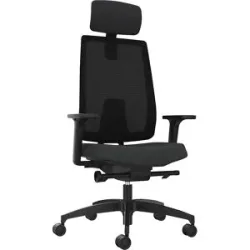 Bürostuhl INDEED, mit Gegendruckeinstellung, Netzrückenlehne schwarz, Kopfstütze Dauphin