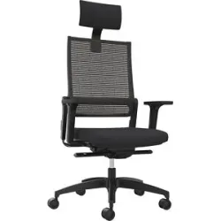 Bürostuhl LORDO FLEX, mit Netzrückenlehne, schwarz, mit Kopfstütze Dauphin