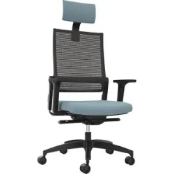 Bürostuhl LORDO FLEX, mit Netzrückenlehne, wasserblau, mit Kopfstütze Dauphin