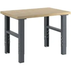 Werkbank, Baukastensystem, Höhe 740 - 1000 mm, BxT 1200 x 800 mm, Buchemassivplatte eurokraft basic