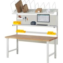 Werkbank mit Systemaufbau Serie 7000, mit Systemaufbau 3, BxT 2000 x 900 mm eurokraft pro