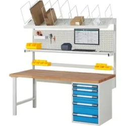 Werkbank mit Systemaufbau Serie 7000, mit Systemaufbau 7, BxT 2000 x 900 mm eurokraft pro
