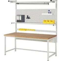 Werkbank mit Systemaufbau Serie 8000, mit Systemaufbau 4, BxT 2000 x 900 mm, CH eurokraft pro