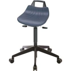 kaiserkraft XL Arbeitshocker 150 kg, Gasfeder-Höhenverstellung, PU-Schaum, blau
