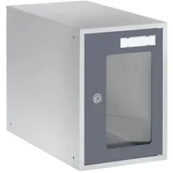 Schließfachwürfel, HxBxT 350 x 250 x 450 mm, Sichtfenstertür, lichtgrau / basaltgrau eurokraft basic