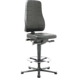 Arbeitsdrehstuhl All-in-One, mit Bodengleitern und Fußring, Kunstleder, schwarz bimos