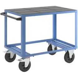 Montagewagen, Tragfähigkeit 500 kg, 1 Ladefläche aus Kunststoff, Ladefläche 1050 x 700 mm, Gestell lichtblau eurokraft pro