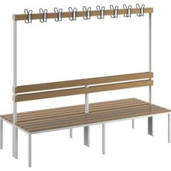Umkleidebank mit Lehne, doppelseitig, Buchenholz-Leisten, Länge 2000 mm eurokraft basic