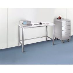 kaiserkraft Edelstahl-Reinraumtisch mit Polypropylen-Platte, Gestell aus Edelstahl, Höhe 900 mm, BxT 1800 x 700 mm