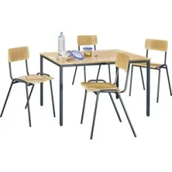 Mehrzweck-Sitzgruppe, 1 Tisch, 4 Stühle, Tischplatte Buche-Dekor, Gestell basaltgrau eurokraft basic