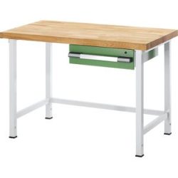 Höhenverstellbare Werkbank, Gestellbauweise, 1 Schublade, Breite 1250 mm, anthrazit / blau eurokraft pro