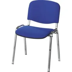 kaiserkraft Besucherstuhl, stapelbar, Rückenlehne gepolstert, Gestell verchromt, Polster blau, VE 4 Stk