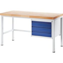 Werkbank, Gestellbauweise, 3 Schubladen Größe L, Tiefe 700 mm, Breite 2000 mm RAU