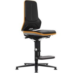 NEON Arbeitsdrehstuhl, Gleiter, Aufstiegshilfe, Synchronmechanik, Skintec, Flexband orange bimos