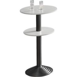 kaiserkraft Bistrotisch mit Gusseisenfuß, 2 Tischplatten, Abstand 30 cm, lichtgrau, Säule schwarz