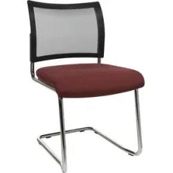 Besucherstuhl, stapelbar, Freischwinger, Netz-Rückenlehne, VE 2 Stk, bordeaux Topstar