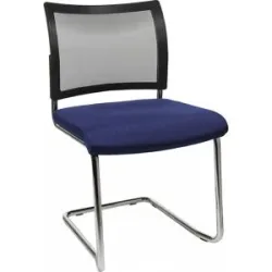 Besucherstuhl, stapelbar, Freischwinger, Netz-Rückenlehne, VE 2 Stk, blau Topstar