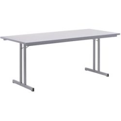 kaiserkraft Klapptisch, mit extrastarker Platte, Höhe 720 mm, 1800 x 800 mm, Gestell lichtgrau, Platte lichtgrau