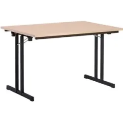 kaiserkraft Klapptisch, mit extrastarker Platte, Höhe 720 mm, 1200 x 800 mm, Gestell schwarz, Platte Ahorn-Dekor