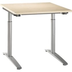 kaiserkraft HANNA - Schreibtisch mit C-Fußgestell, höhenverstellbar 650 - 850 mm, Breite 800 mm, Ahorn-Dekor