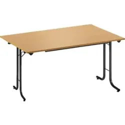 kaiserkraft Klapptisch, mit abgerundeten Kanten, Rundrohr-Gestell, Plattenform rechteckig, 1200 x 700 mm, Gestell schwarz, Platte Buche-Dekor