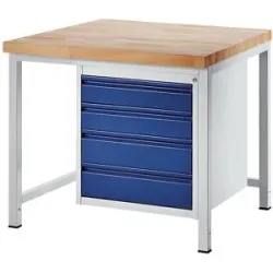 Werkbank, Gestellbauweise, 4 Schubladen Größe L, Tiefe 900 mm, Breite 1000 mm RAU